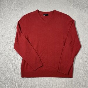 NEW The Commons Men XL Cabernet Red 100% Cashmere V Neck Sweater Knit Preppy